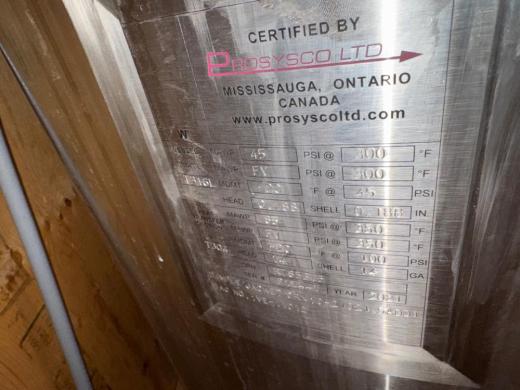 Prosysco 300L Stainless Steel Pressure Vessel for Bioprocessing Applications-cover