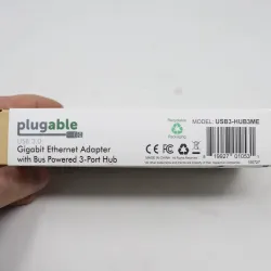 Plugable USB3-HUB3ME 3-Port USB 3.0 Hub with Gigabit Ethernet Network Adapter, 4 of 5