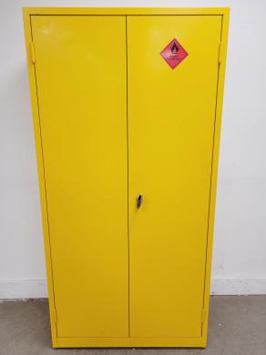 Yellow Solvent Cabinet Chemical Storage with 3 Shelves and Safety Lock-cover