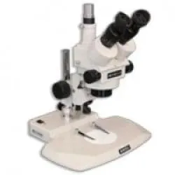 Meiji EMZ-5TR Trinocular Zoom Stereo Microscope with PKL-1 LED Pole Stand and MA502 10x Eyepieces, 3 of 5