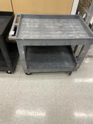Durable Two-Shelf Plastic Utility Cart with Four Caster Wheels for Laboratory Use, 2 of 2