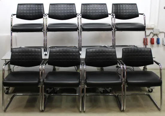SitLand Stabilimento di Nanto VI Black Eco-Leather Office Chair Set (8 pcs)