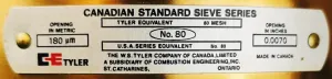 Tyler #80 Brass 8" Full-Height Sieve with 180 μm Aperture, 2 of 11