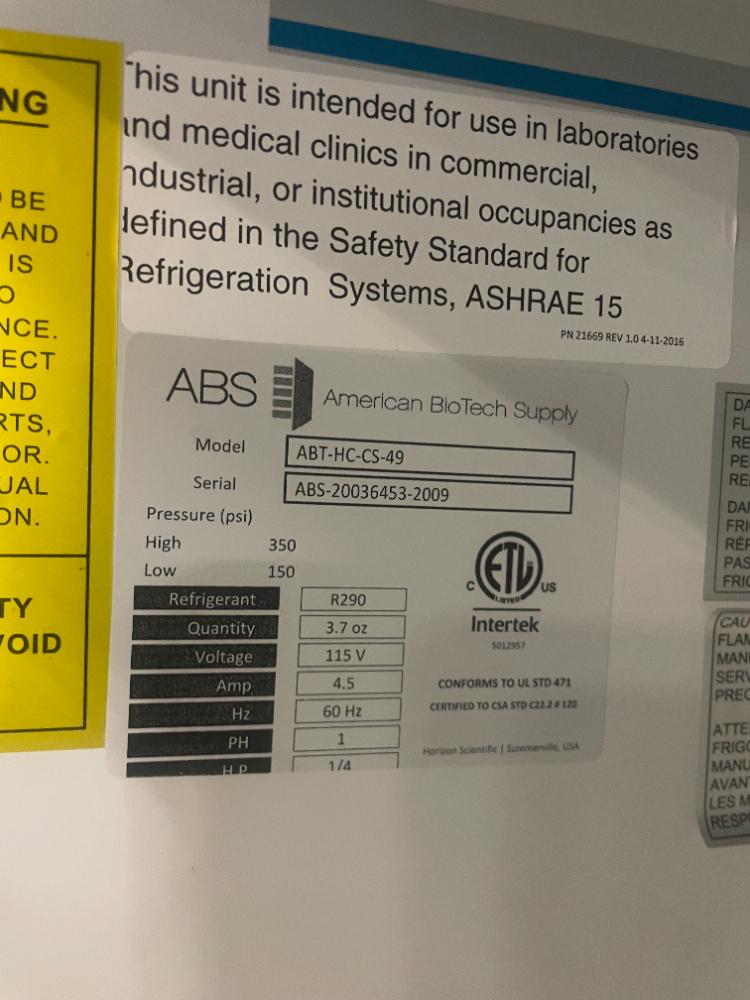 ABS Double Door Lab Refrigerator