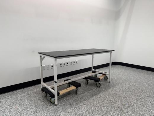 Laboratory Flat Top Workbench with Metal Frame and Caster Wheels-cover
