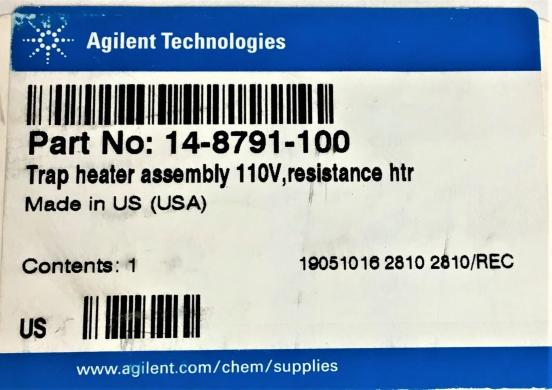 Agilent 14-8791-100 Trap Heater Assembly for Velocity Purge and Trap-cover