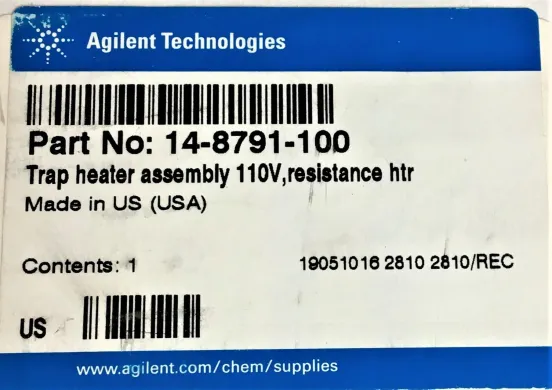 Agilent 14-8791-100 Trap Heater Assembly for Velocity Purge and Trap