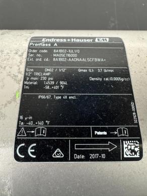 Endress+Hauser Promass A Coriolis Mass Flow Meter with Stainless Steel Flow Tube-cover