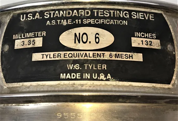 Tyler #6 Stainless Steel 8" Test Sieve with 3.35 mm Aperture