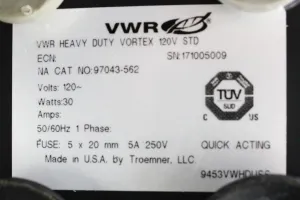 VWR Heavy Duty Benchtop Vortex Mixer 14 lb 120V 50/60Hz, 7 of 7