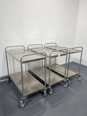 Set of 3 Stainless Steel Laboratory Utility Trolleys with Two Shelves and Casters-cover
