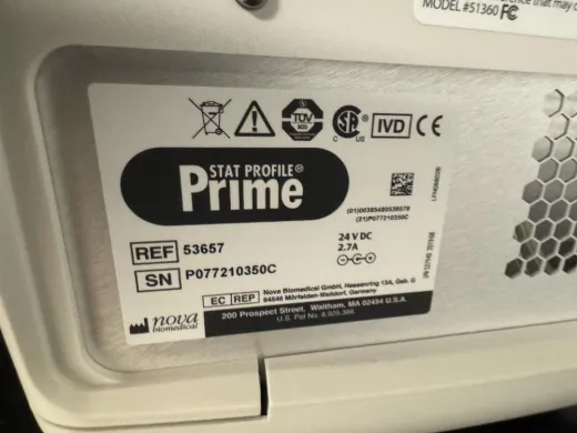 Nova Biomedical Stat Profile Prime Critical Care Blood Gas Analyzer
