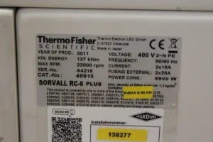 Thermo Scientific Sorvall RC-6+ Refrigerated High-Speed Centrifuge with Fixed-Angle Rotors, 8 of 8