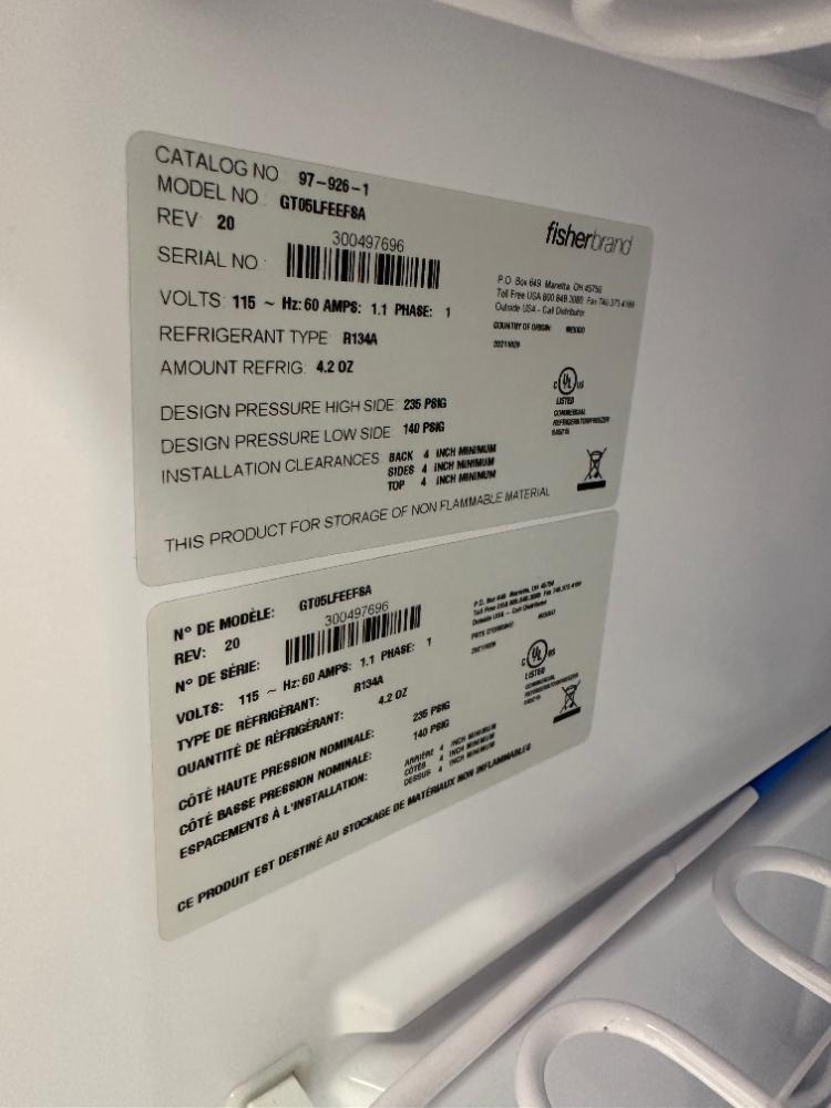 Fisherbrand Isotemp Undercounter Laboratory Freezer for Biomedical Sample Storage