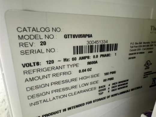 Thermo Fisher Scientific GTTSV05RPSAS Undercounter Laboratory Refrigerator