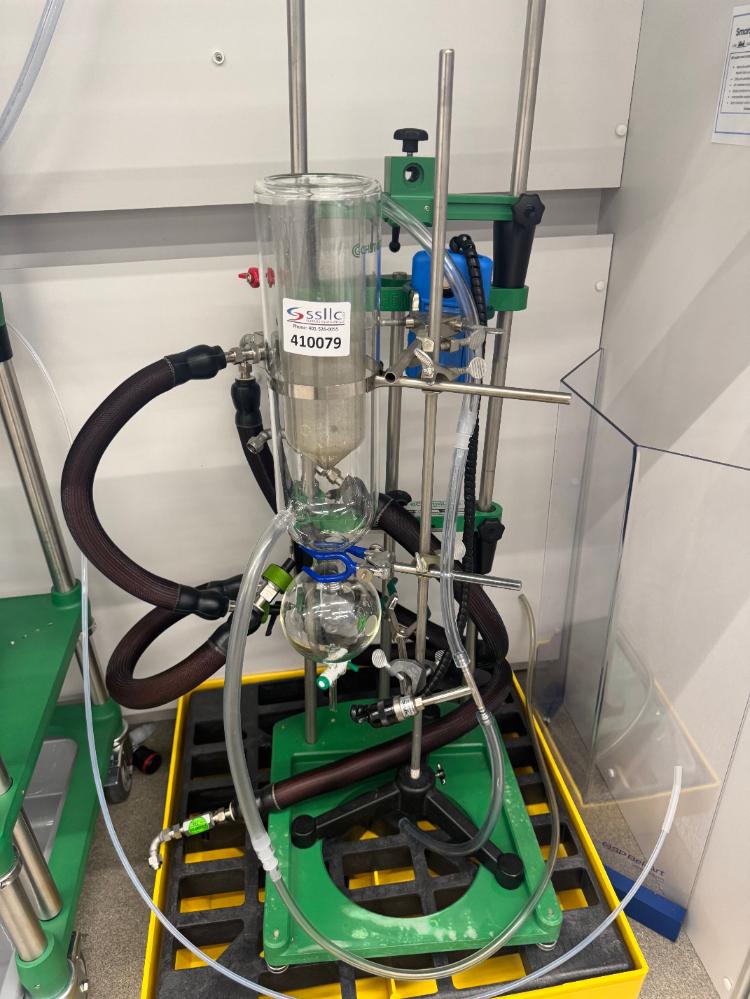 Chemglass Glass Condenser Assembly with Support Stand and Tubing for Reflux and Distillation