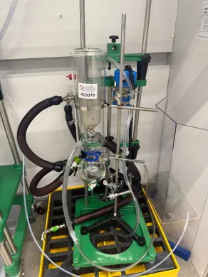 Chemglass Glass Condenser Assembly with Support Stand and Tubing for Reflux and Distillation