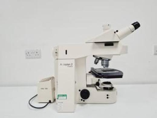 Zeiss Axioplan 2ie MOT Fluorescence Microscope w/ 4 Objectives Lab-cover