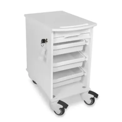 TrippNT 3-Shelf Narrow Locking Cart with HDPE Construction and Sliding Tambour Door
