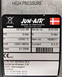 Jun-Air OF332-0B Oil-Less Rocking Piston Pump Motor Compressor, 5 of 6
