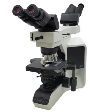 Olympus BX43 Dual-Head Compound Microscope with Front-to-Back LED Pointer Bridge