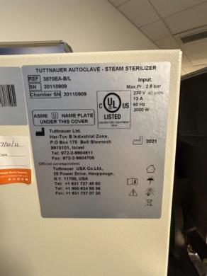 Tuttnauer 3870EA-B/L Front-Loading Benchtop Autoclave with Integrated Control Panel and Printer-cover