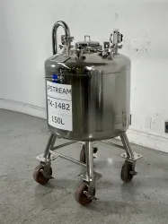 Alloy Products 150L Portable Stainless Steel Storage Tank with Wheeled Frame, 3 of 4