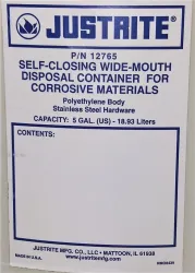 Justrite 12765 Self-Closing Wide Mouth Safety Container - 19L (5 Gallon), 4 of 5