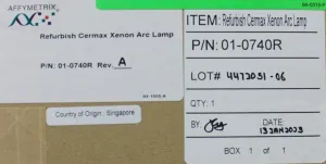 Affymetrix Y1951 Refurbished Cermax Xenon ARC Lamp Module, Turnkey, USA Origin, 3 of 9