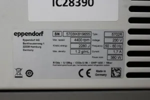 Eppendorf 5702 R Refrigerated Benchtop Centrifuge with Swing-Out Rotor, 3 of 7