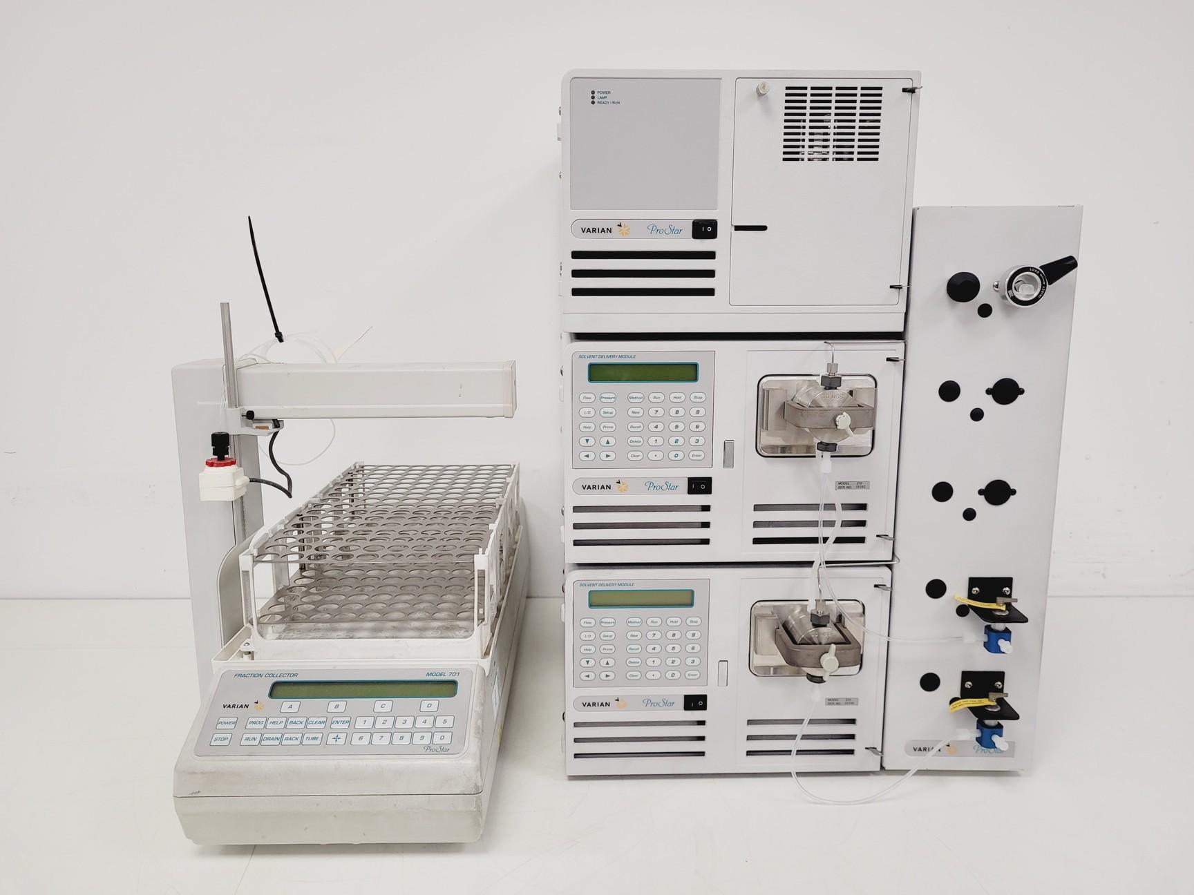Varian ProStar HPLC System with 701 Fraction Collector and 2x 210 Solvent Modules, 335 Detector