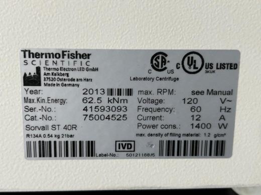 Thermo Scientific Sorvall ST 40R Refrigerated Benchtop Centrifuge with Digital Controls-cover