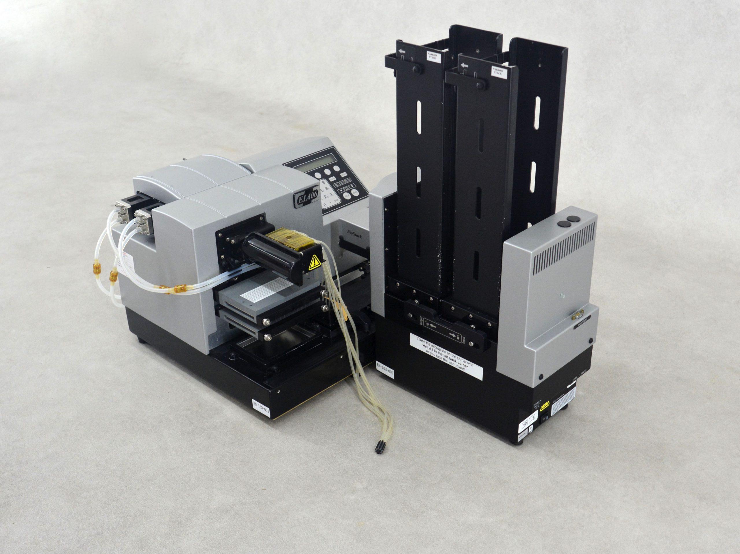 BioTek EL406 Automated Microplate Washer with BioStack Plate Handling System