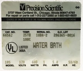 Precision 185 (66562) 18L Water Bath with Analog Temperature Control, 7 of 8