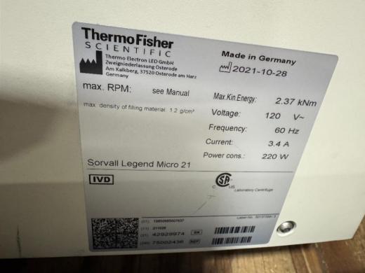 Thermo Sorvall Legend Micro 21 Centrifuge-cover