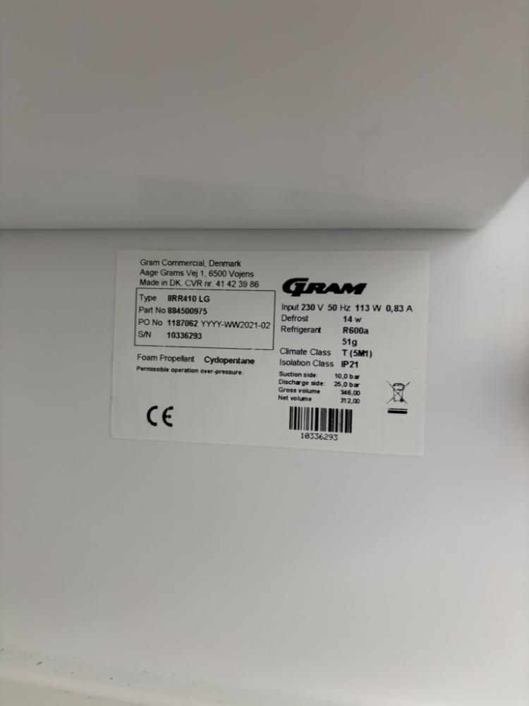 Gram IIRR410 LG Laboratory Freezer with Cyclopentane Refrigerant