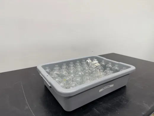 Set of Laboratory Glass Bottles for Sample Storage and Reagent Handling