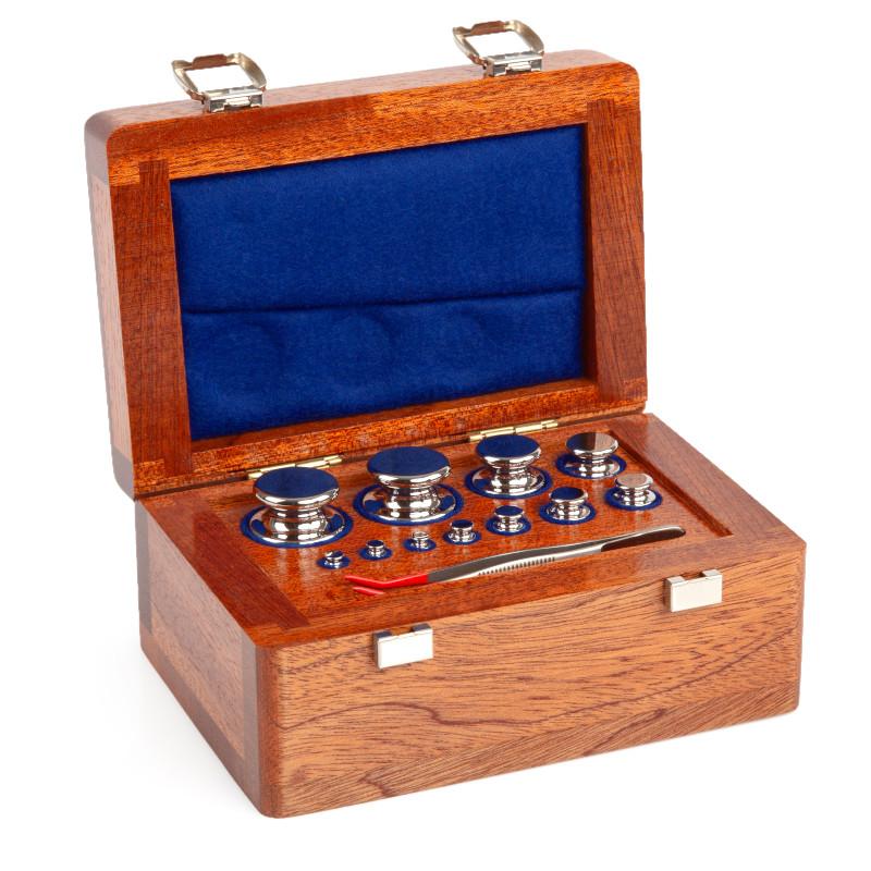 Radwag F1 Mass Standard - Knob Weights With Adjustment Chamber, Set (1 g - 200 g), Wooden Box