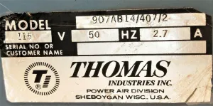 Thomas 907AB14/407/2 Oil-less Piston Air Compressor, 4 of 4