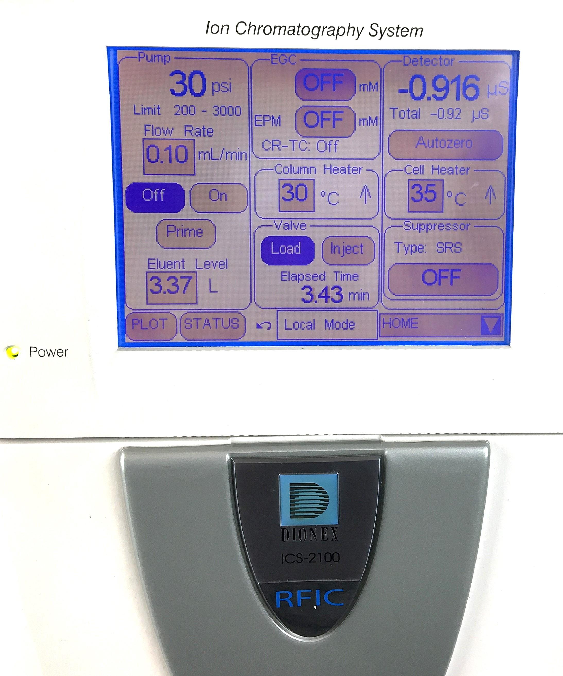 Dionex ICS-2100 Ion Chromatograph with Electrolytic Sample Preparation and Eluent Generation