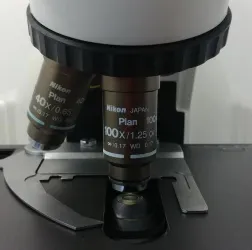 Nikon Eclipse E400 Compound Microscope with Dual Head Bridge and Oil Immersion Objective, 6 of 9