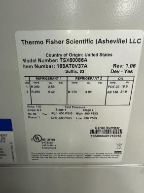 Thermo Fisher Scientific TSX60086A -86°C Ultra-Low Temperature Freezer-cover