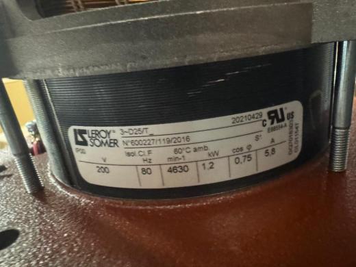 Leroy Somer 3~D25/T Three-Phase Centrifuge Motor, 1.2 kW, 200 V, 80 Hz-cover