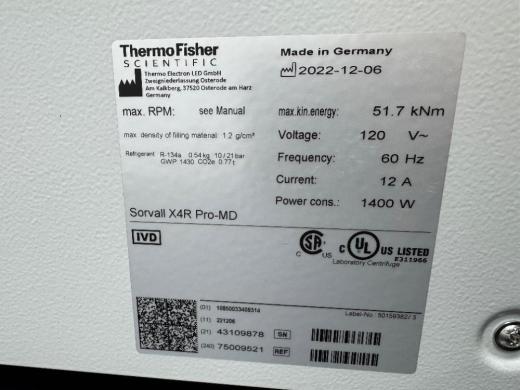 Thermo Sorvall X4R Pro-MD Refrigerated Benchtop Centrifuge with Touchscreen Interface-cover