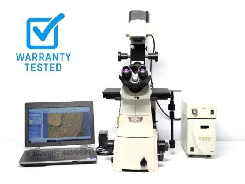 Nikon Eclipse Ti-U Inverted Fluorescence Phase Contrast Microscope with Mechanical Stage and Fluorescence Filters