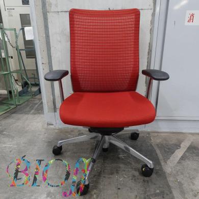 Okamura CQ41 Coral Mesh Ergonomic Chair with Design Armrest, Red-cover