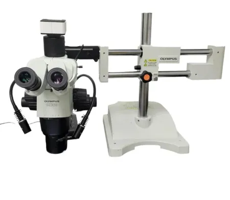 Olympus SZX16 Stereo Microscope with Trinocular Head, 0.5X Camera Adapter, GT 5.0 5MP Camera, and Boomstand