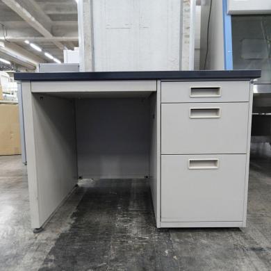 KOKUYO Model 5425 Laboratory Desk with Woodgrain Top, W100×D70×H70cm, 3-Drawer Lockable-cover