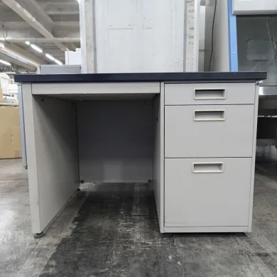 KOKUYO Model 5425 Laboratory Desk with Woodgrain Top, W100×D70×H70cm, 3-Drawer Lockable