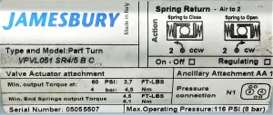 Jamesbury Valv-Powr Pneumatic Actuator with 2000 CWP Stainless Steel Ball Valve Assembly, 9 of 10